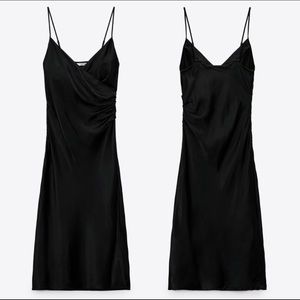 Zara Vneck Strappy Satin Slip Dress